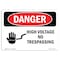 Signmission OSHA Danger Sign, 7" Height, 10" Width, Rigid Plastic, High Voltage No Trespassing, Landscape OS-DS-P-710-L-1346 - alternate 1